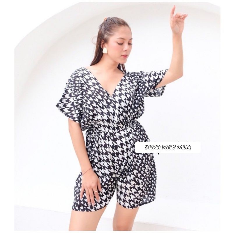  JUMPSUIT  V NECK ETHNIC BAJU PANTAI  pilih warna Shopee 