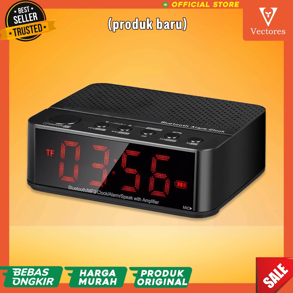 [ORIGINAL] Jam Weker Meja Digital Clock Alarm Dengan Dual Speaker Jernih Bluetooth USB 4.0 Quality Hitam