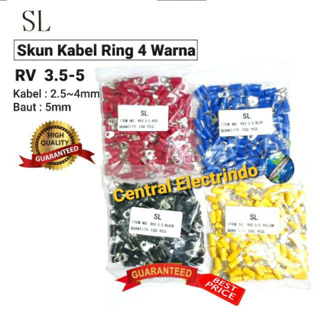 Skun Kabel Ring Warna RV 3.5-5 Kabel 2.5~4mm Baut 5mm SL.