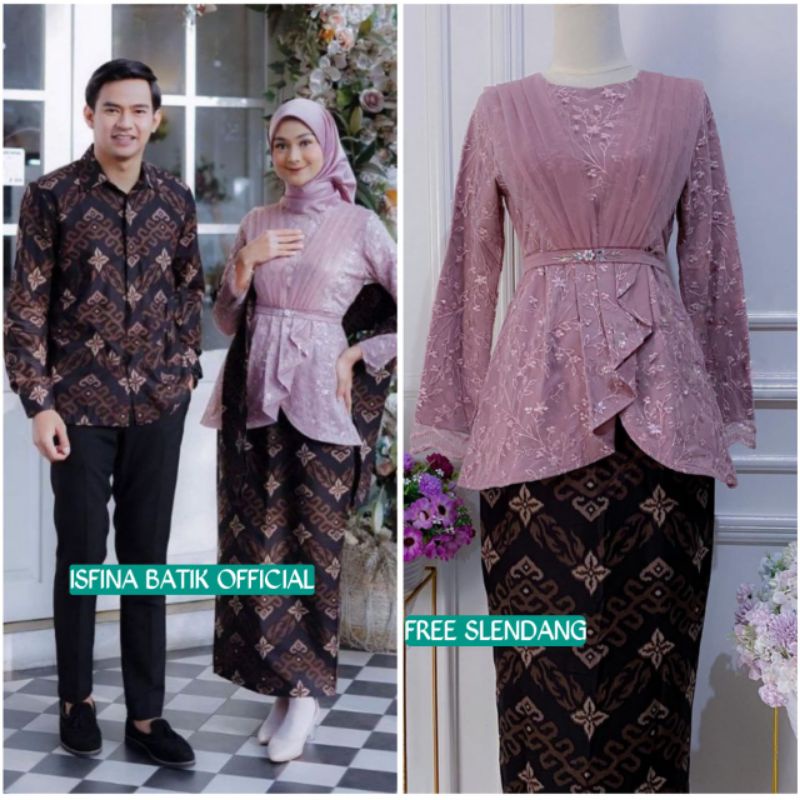 Couple Kebaya Modern Baju Wisuda Tunangan Lamaran Terbaru Baju Batik Brokat Couple avena