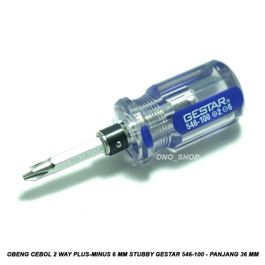 Stubby GESTAR 546-100 - Panjang 36 mm Obeng Cebol 2 Way PlusMinus 6 mm