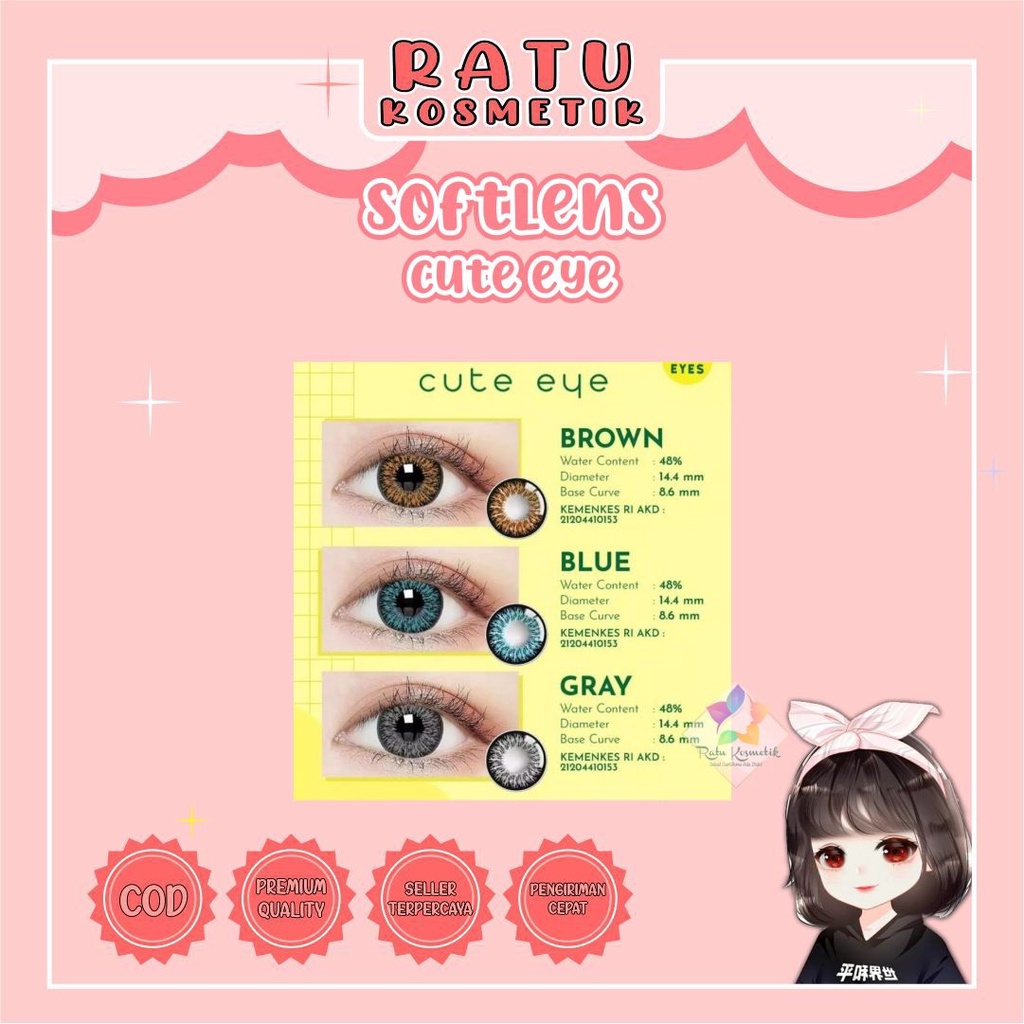 ❤ RATU ❤ Softlens Cute Eye 2 Tone Dia 14.4 mm Big Eyes | Softlen Cuteeye By Irislab Normal