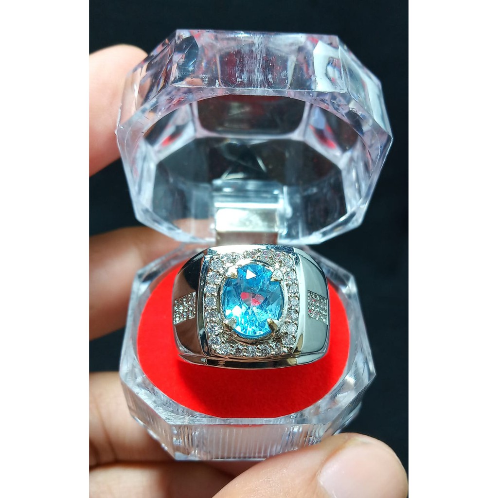 BATU CINCIN BLUE TOPAS ASLI NATURAL