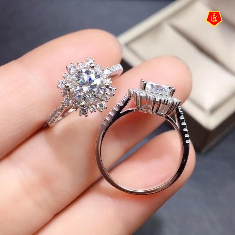 [Ready Stock]2 Karat Moissanite Snowflake Open Ring