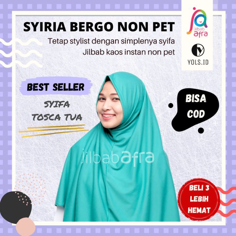 (BISA COD) BERGO INSTAN KAOS NON PET TOSCA TUA JILBAB ARFA SYIFA