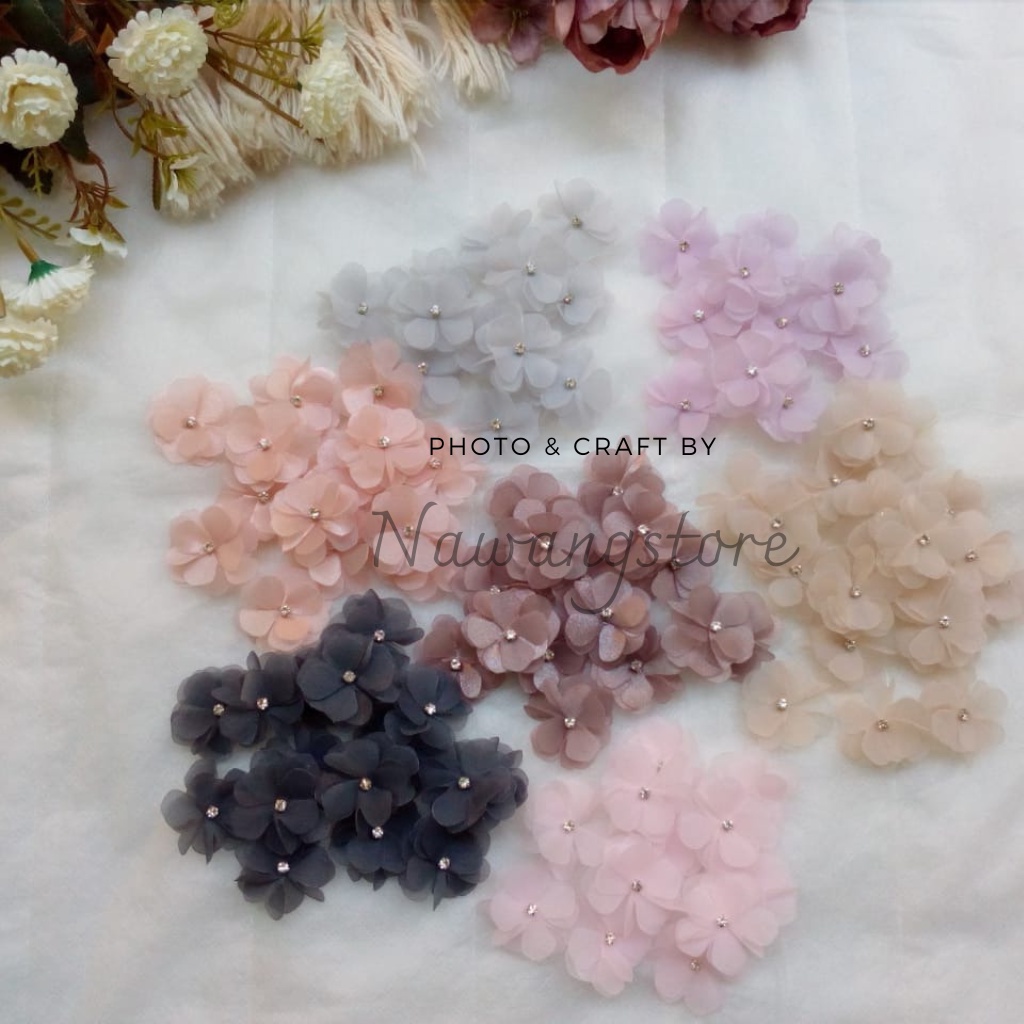 Bunga Alamanda 4cm/1MT.4K/kebaya/gaun pengantin/payet/craft/bunga 3d/organza