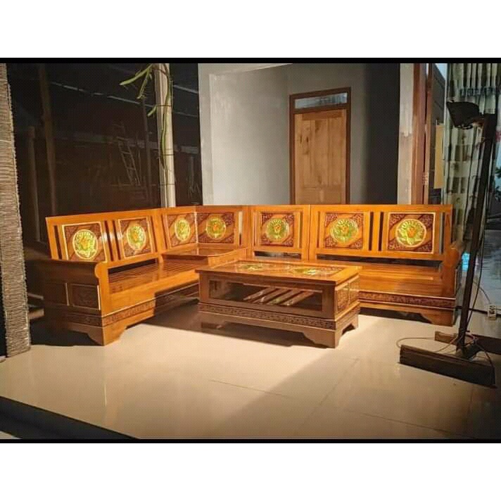 KURSI TAMU JATI KEKINIAN / KURSI SANTAI / KURSI MINIMALIS / KURSI SUDUT JATI MODERN