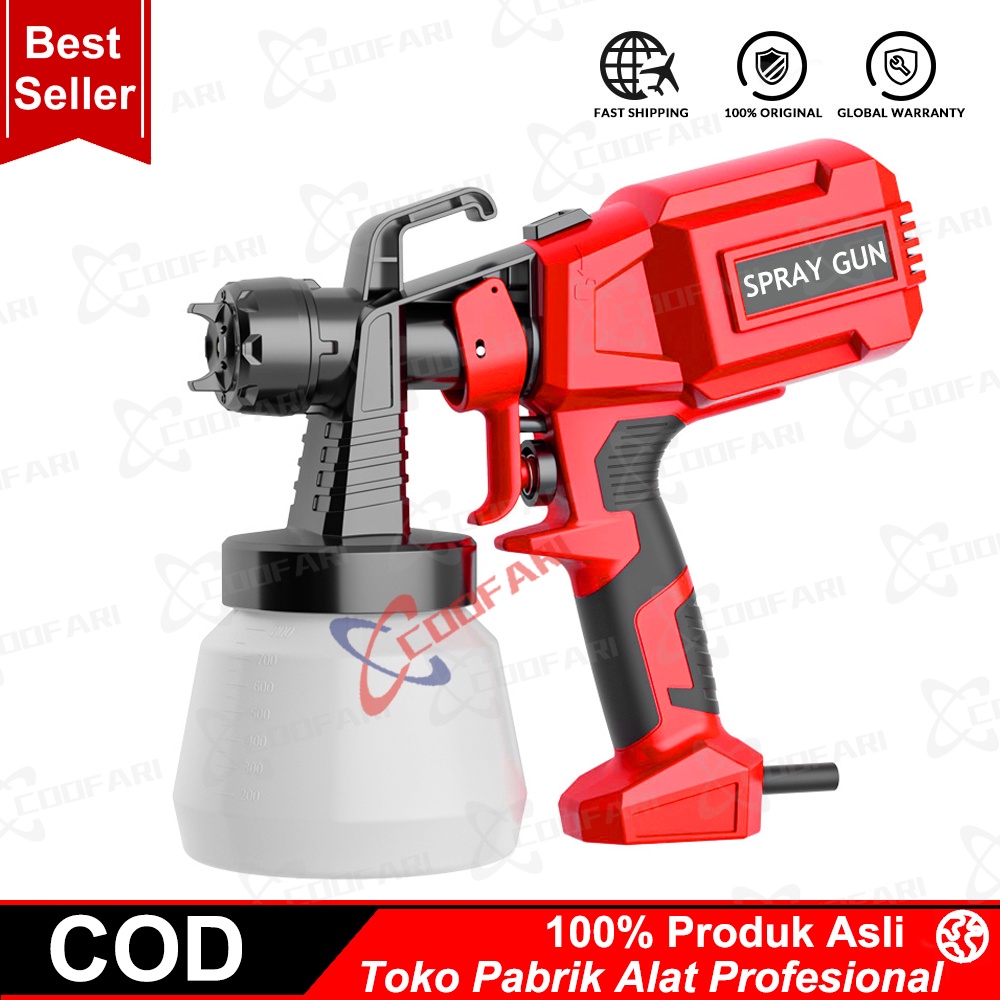 【Dengan 3 PCS Nozzle】Alat cat kompresor Spray Gun elektrik 550watt cat besi kayu plastik