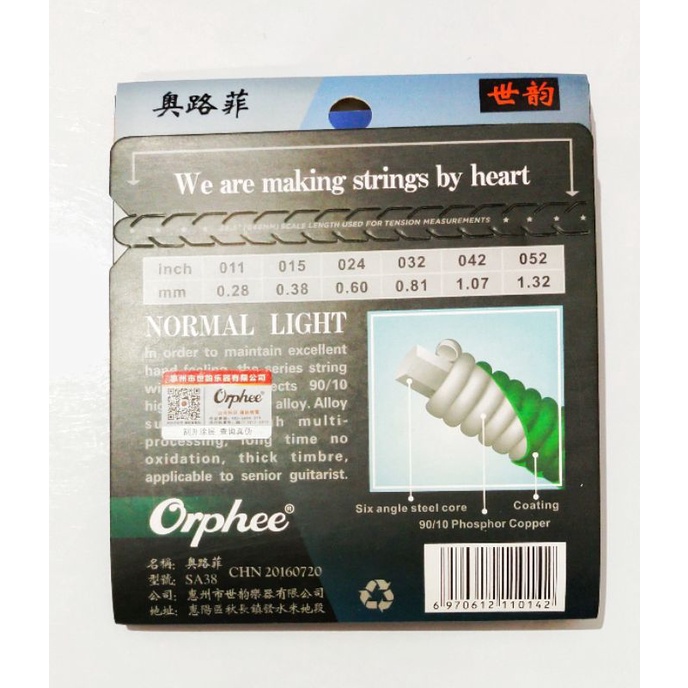 senar gitar akustik Orphee Original SA37 SA38 guitar string 1 set