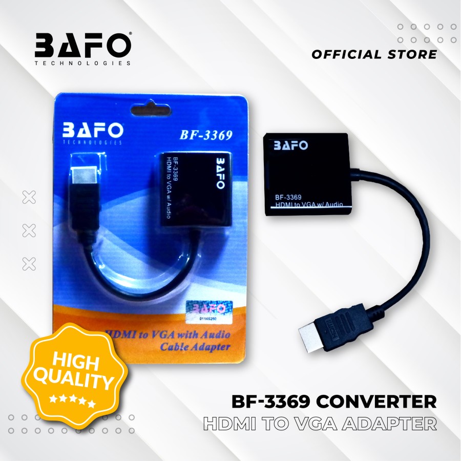 Converter HDMI to VGA BAFO BF-3369 with Audio+Power Port 1080P