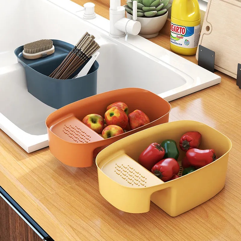 Kitchen Sink Drainer Drain Basket / Leftovers Hanging Basket   Sponge Holder for Kitchen Bathroom Storage Organizer