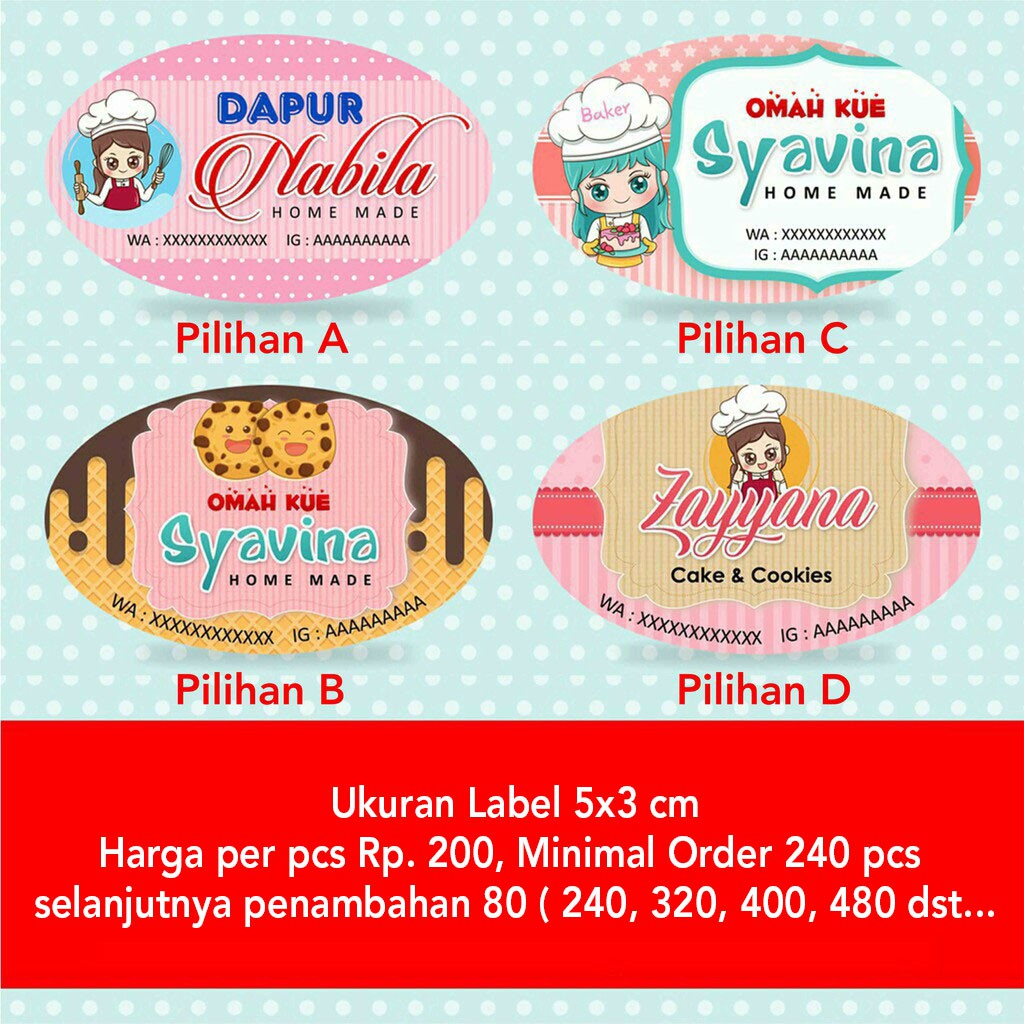 Stiker Label Kue Stiker Kemasan Stiker Label Produk Stiker Toples Shopee Indonesia