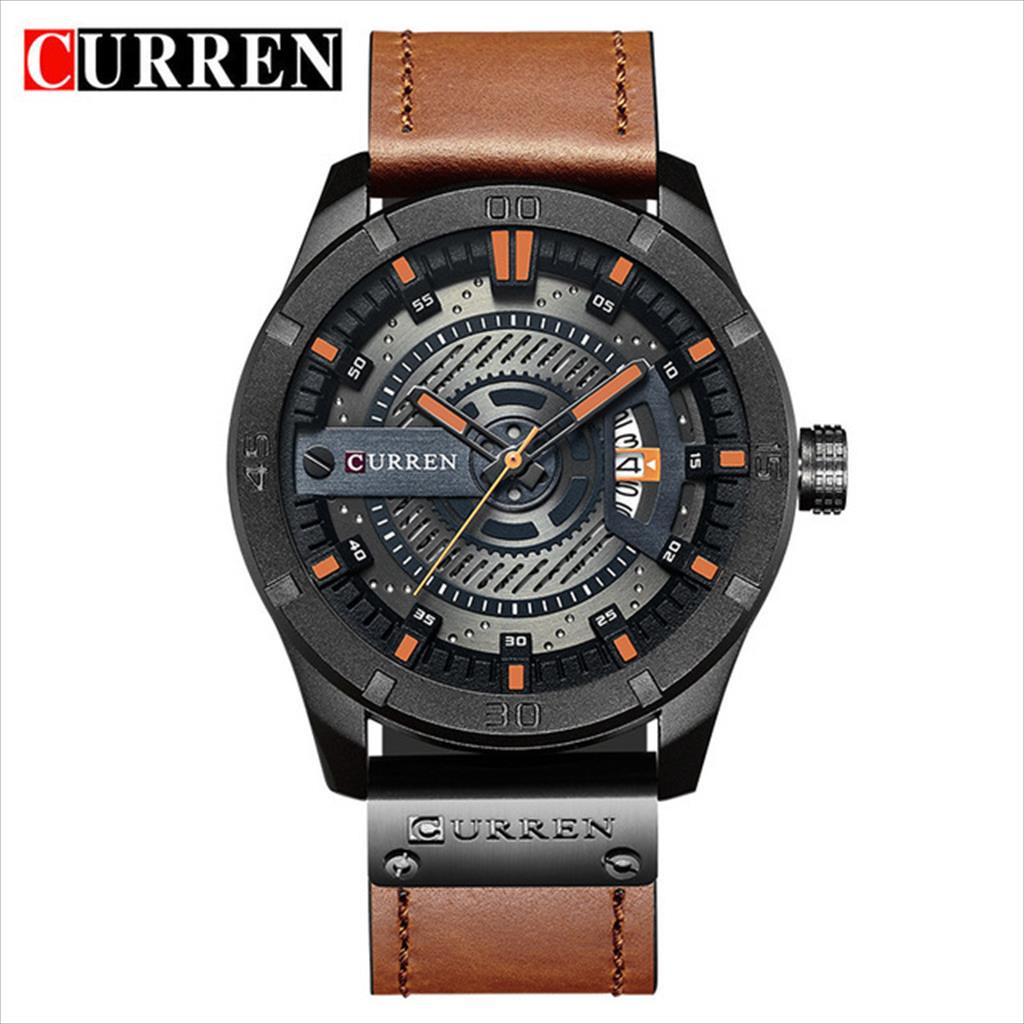 CURREN 8301 Jam Tangan Pria Analog Tali Kulit Chronograph Aktif