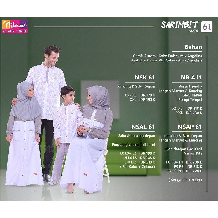 Nibras 61 Putih Couple Sarimbit Keluarga