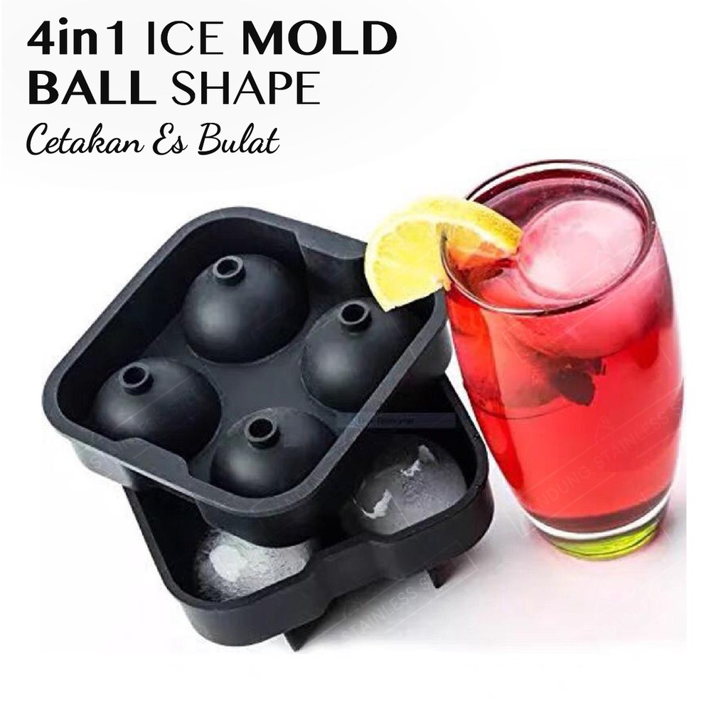 Cetakan Es Batu Model Bulat Bola Ice Maker Silicone Karet Hitam Bundar