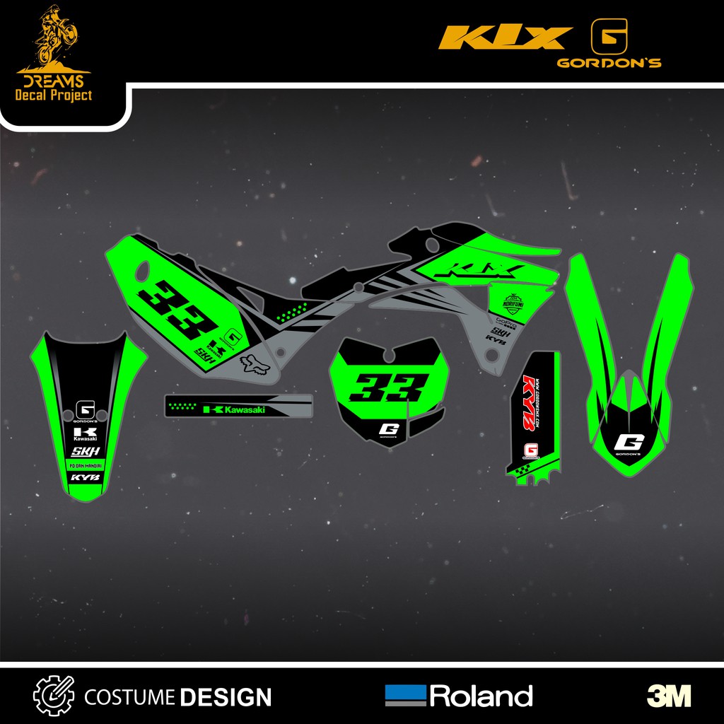 Decal KLX Gordons Hitam Doff Abu