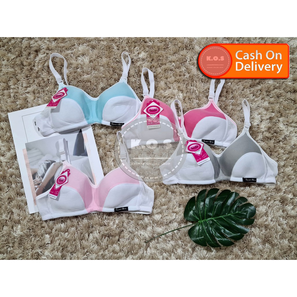 Bh pelajar remaja tanpa busa bra kombinasi warna putih size 34-38