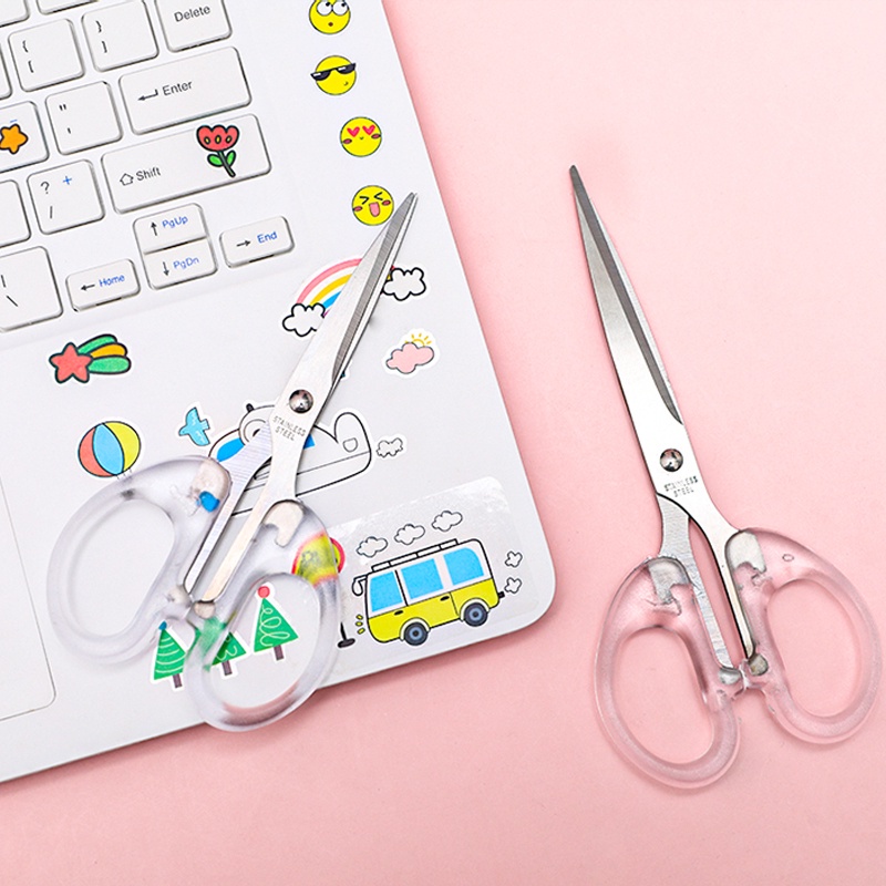 Simple Transparent Frosted Scissors Portable Office Scissors