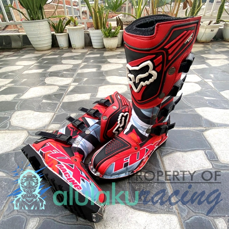 Sepatu Print MX Premium Trail with Protector for Touring Motocross Enduro Adventure - F01