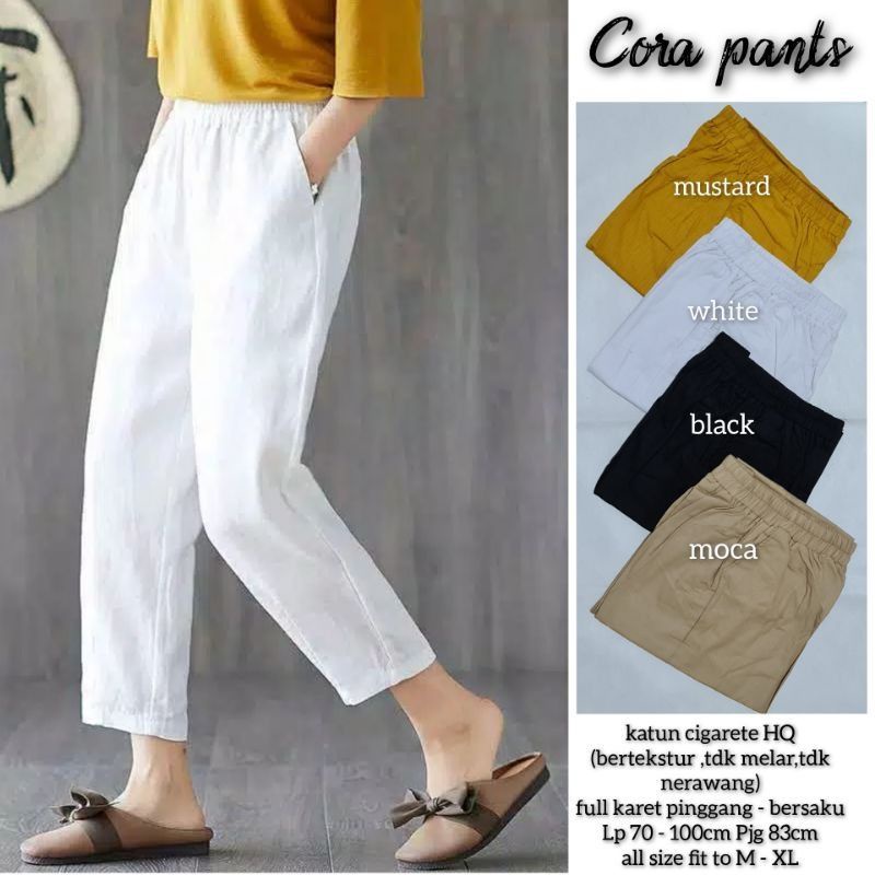 Cora pants cigarete//Celana Wanita Katun Linen Original