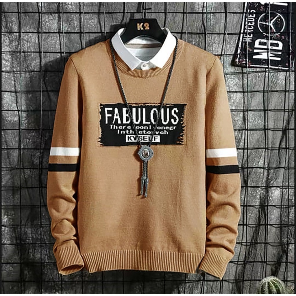 Promo sweater Terbaru Bisa COD Kaos Pria Fabulous Kombi Sweter Crewneck Murah Kaos Pria Distro Keren Kaos Pria Lengan Panjang Murah Kaos Cowok Kekinian Sweter Terlaris