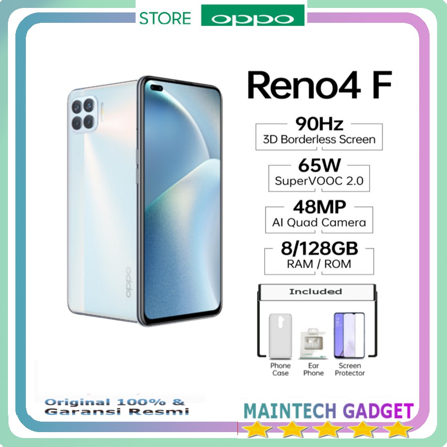 Oppo Reno4 F Ram 8GB -128GB Ultra Steady Video - Reno 4f Garansi Resmi-1