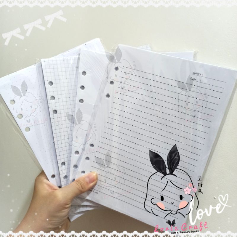 

LC Loose Leaf A5 Ring 6 | A5 R6 Kotak Grid Dot Titik Garis Line Kertas Binder PUTIH 70g / WARNA 80g 70g