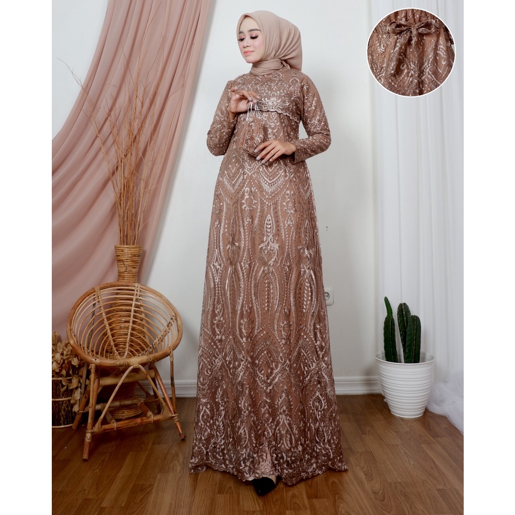 Kadai.baju / Gamis dress soraya / Gamis brukat tille / Gamis brukat jumbo wanita