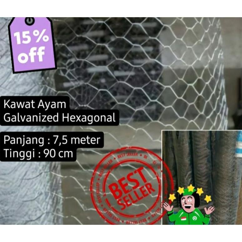 Kawat Ram Ayam Galvanis / Galvanized Hxagonal Wiremesh / Kawat Ayam Utk Gulung Pipa Bangunan/ Proyek