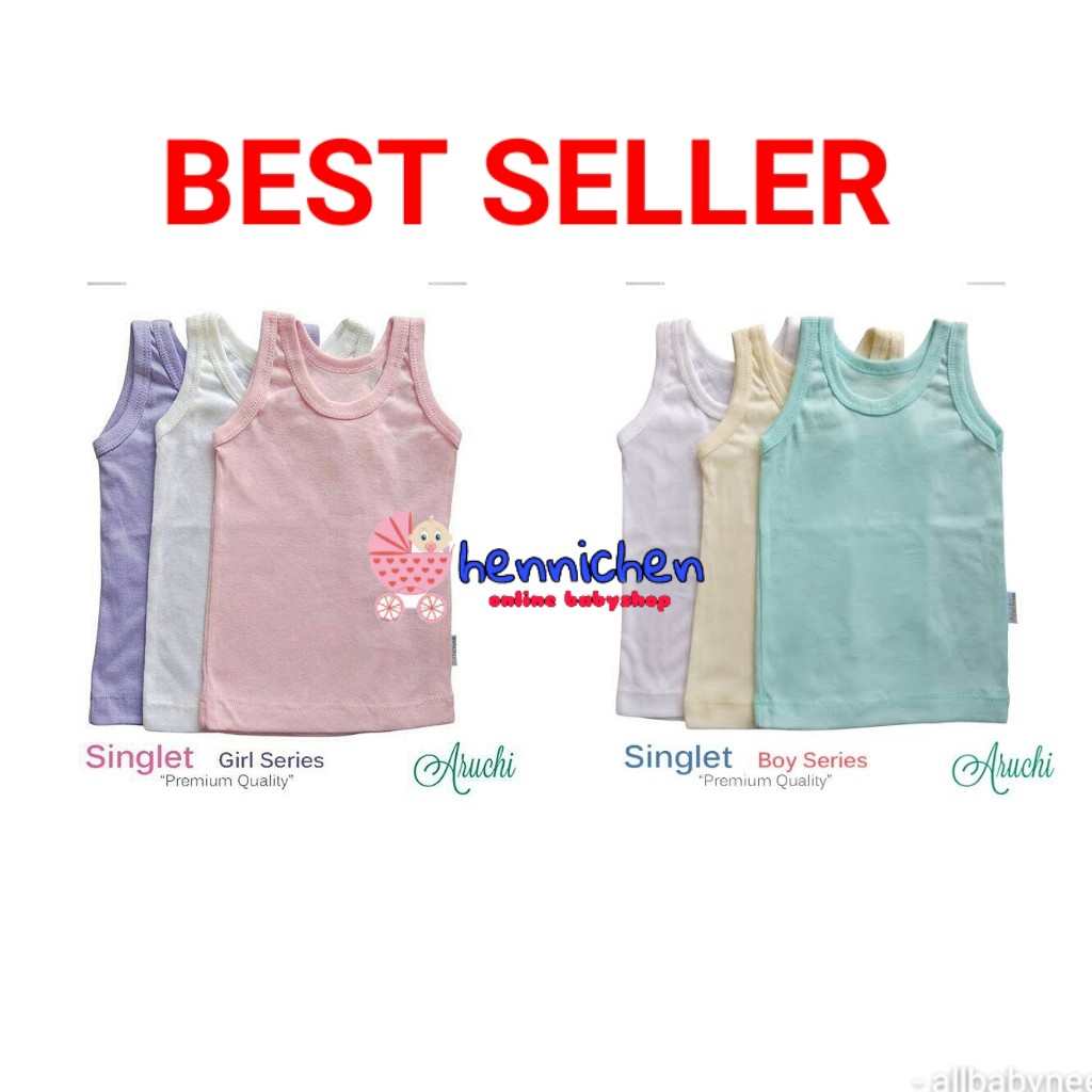 3 PCS ARUCHI Singlet kutung Kaos Dalam Bayi / SINGLET SPRING / SINGLET SUMMER GIRL BOY BAJU ANAK / BAJU BAYI NEWBORN, S M L XL SNI