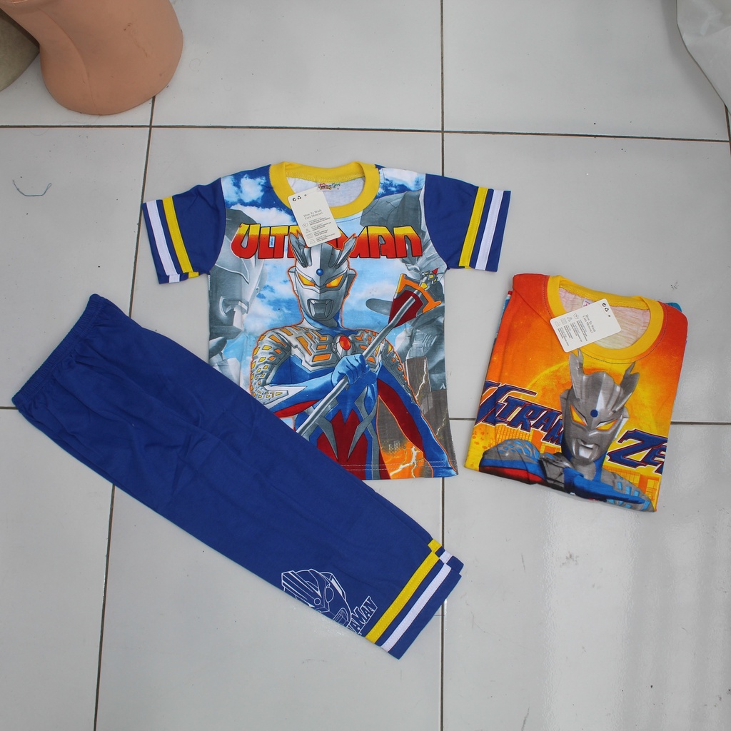 baju tidur piyama anak ultraman lengan pendek celana panjang