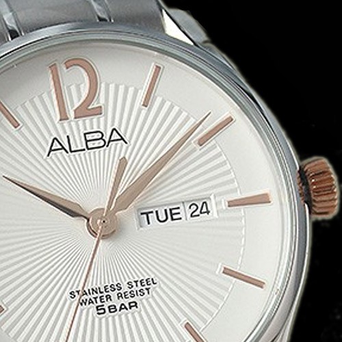 Alba AV3469X1 White Dial Rosel Gold Crown | Jam Tangan Pria AV3469