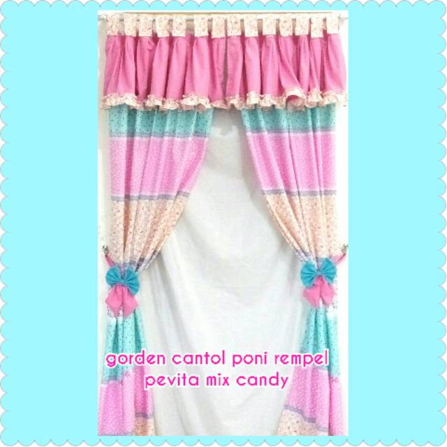 Gorden pintu jendela shabby cantol serut ring poni rempel pevita lebar 100cm
