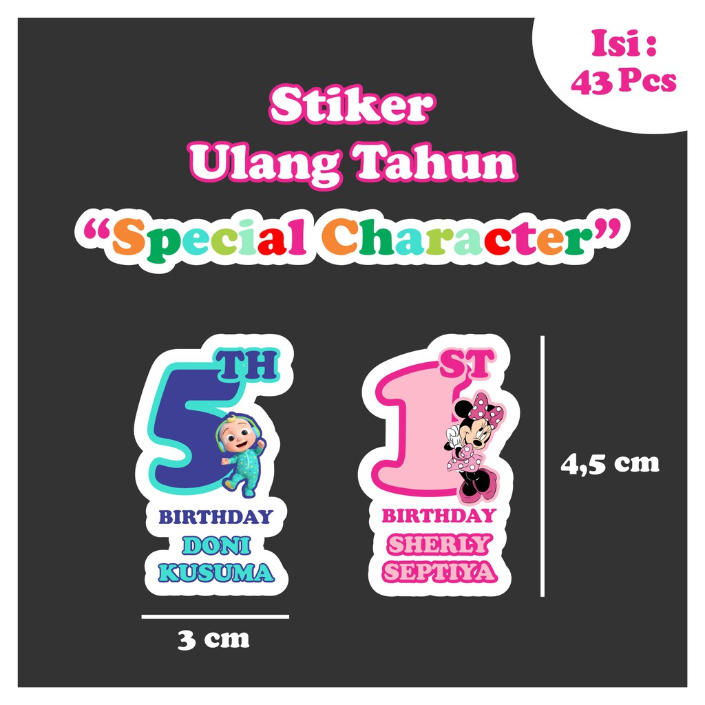 

Label Stiker Ulang Tahun Character ( Isi 43 pcs )