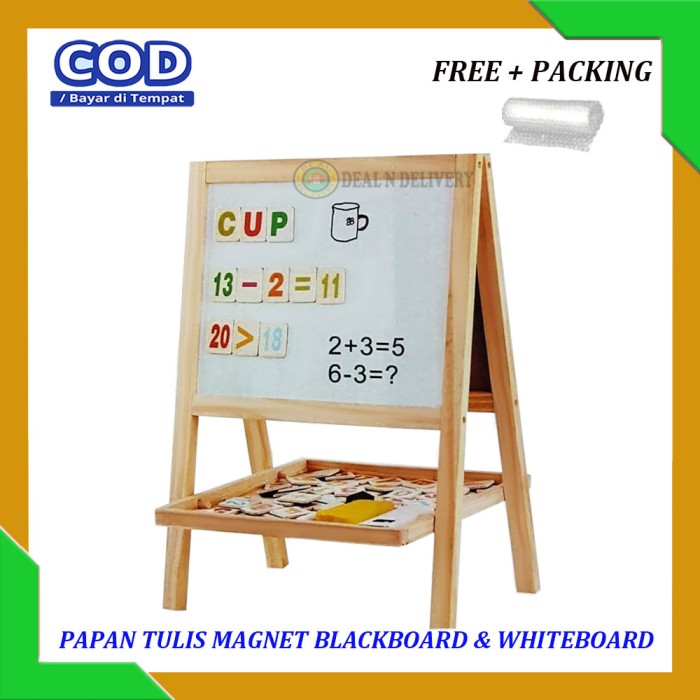 

MURAH Papan Tulis Anak Berdiri Magnet 2 Sisi Hitam Putih / Papan Belajar