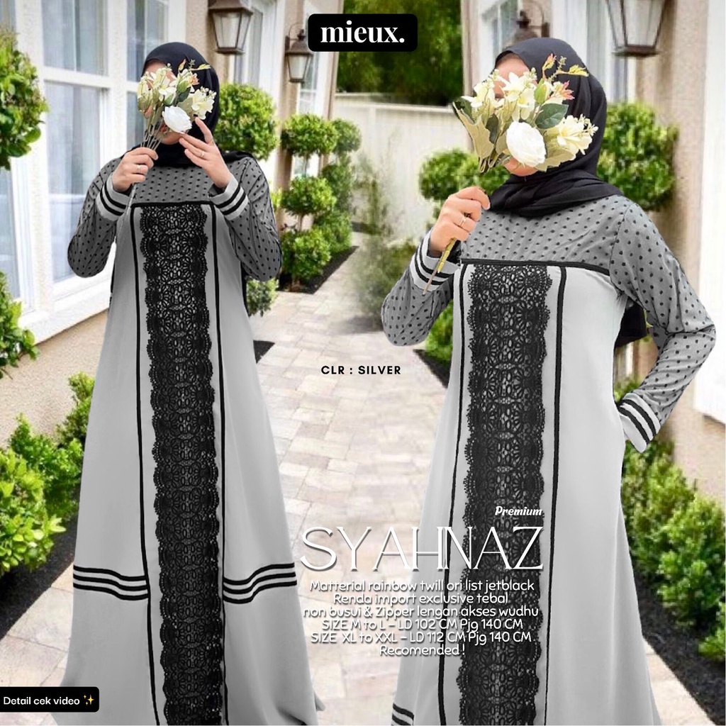 SYAHNAZ ABAYA Jetblack Renda Premium By Mieux Original