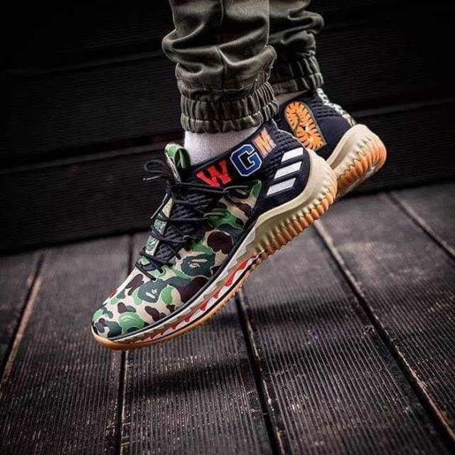 Sepatu Sneaker Adidas Dame 4 X Bape Green camo Premium Original