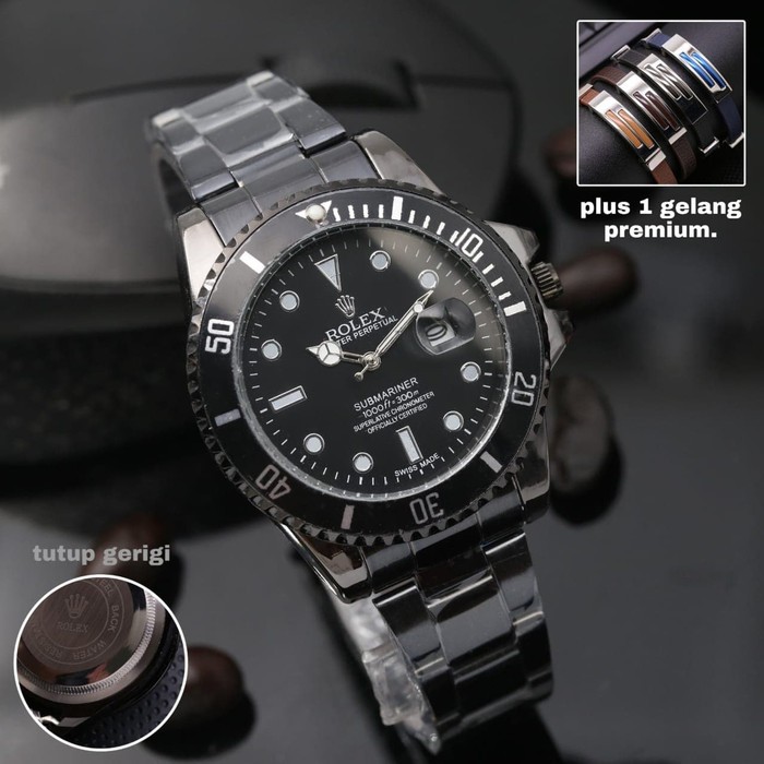 JAM TANGAN PRIA ROLEX SUBMARINE RANTAI TANGGAL FREE GELANG