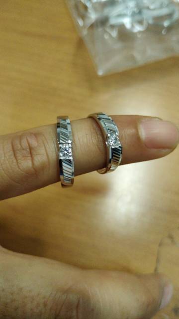 Cincin tunangan nikah kawin simpel permata anak dan dewasa emas putih asli kadar 750 75% 16k 22 surabaya permata