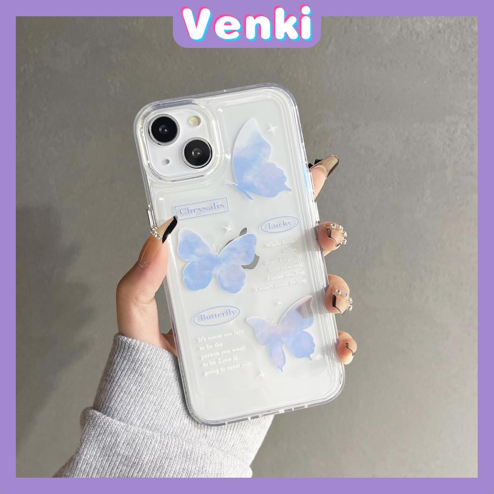 iPhone Case Clear Case Soft Thick TPU Shockproof Super Transparent Protection Camera Plating Button Blue Butterfly For iPhone 13 Pro Max iPhone 12 Pro Max iPhone 11 iPhone 7 Plus