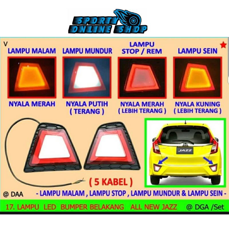 Lampu Led Bemper Belakang Jazz New