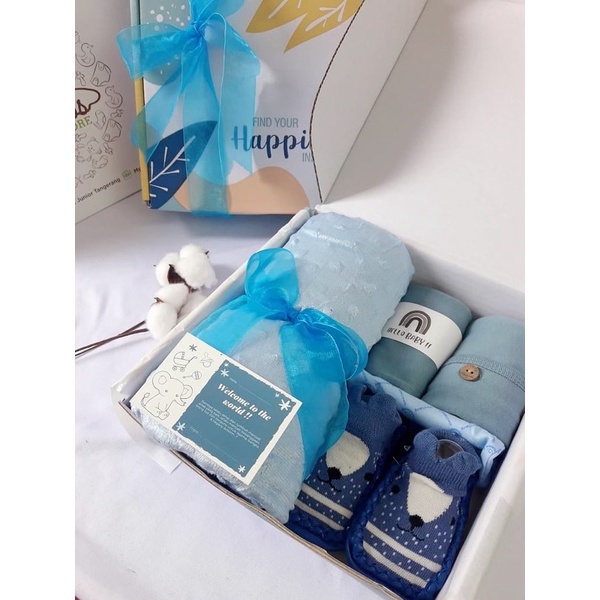 Kado bayi laki laki &amp; perempuan/Gift set lahiran/Hampers bayi murah/Kado baju setelan bayi dan handuk bayi lengkap (Kado bayi baru lahir Libby baby)