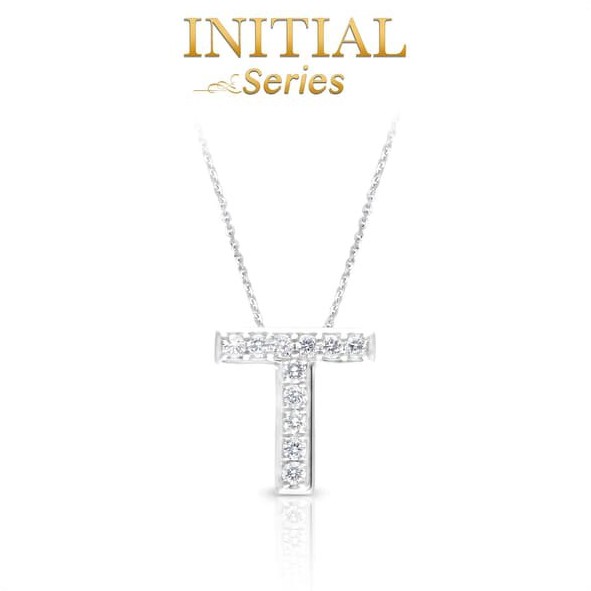 Liontin Berlian 18K Inisial / Huruf T (Exclude Rantai Kalung) Swan Jewellery