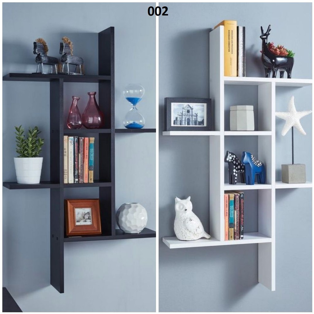 Rak Dinding Buku Minimalis Kayu Tempel Vintage Serbaguna