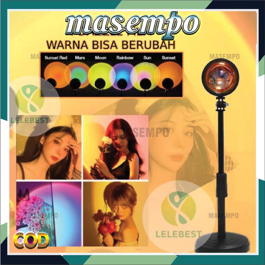 Lampu Sunset MM Aesthetic Efek Matahari Lampu Matahari Sunset Lamp Lampu Tidur Led Sorot