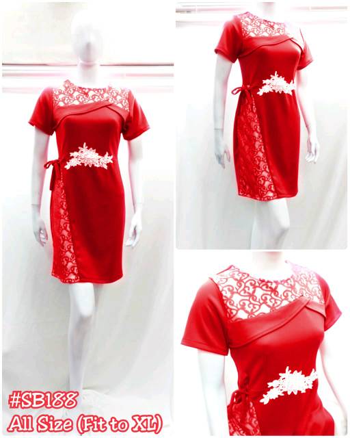 Dress scuba import kombinasi brokat