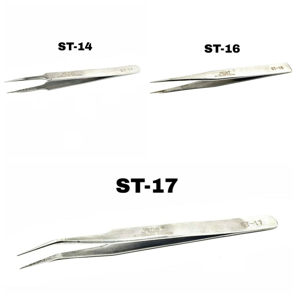 1pcs Pinset Vetus Bulu Mata Profesional Bahan Stainless Steel Anti Statis Vetus Tweezer