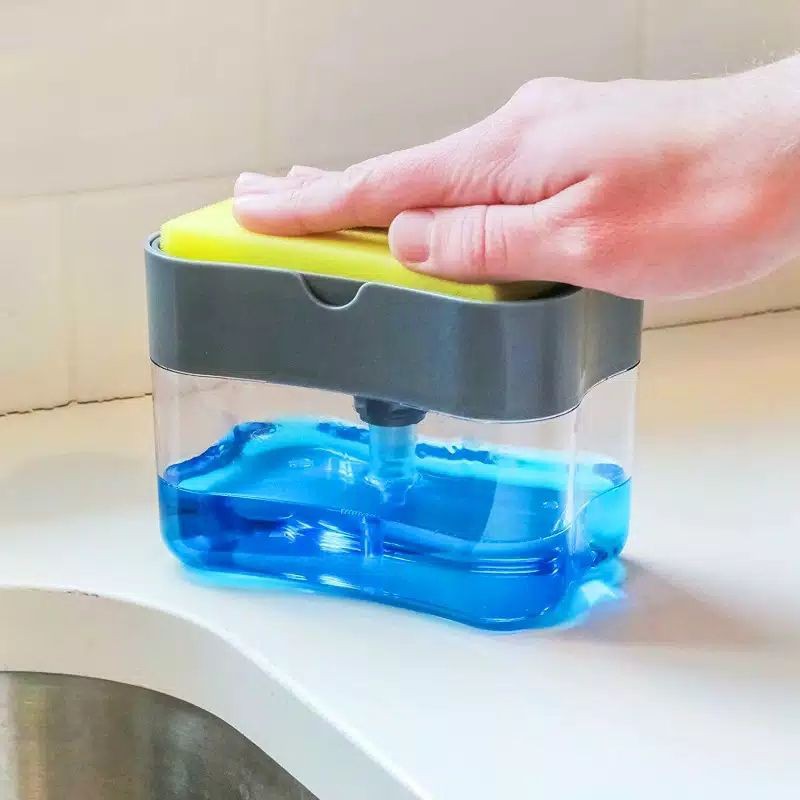 DISPENSER SABUN CAIR CUCI PIRING, TEMPAT SABUN CUCI PIRING, SPON CUCI PIRING 2 IN 1