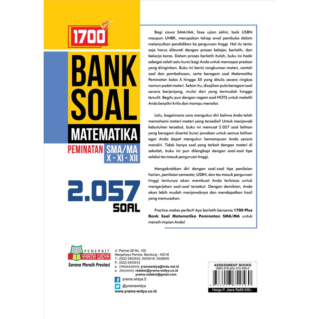 Buku Soal Sma 1700 Plus Bank Soal Akm Matematika Peminatan Sma Ma Indonesia