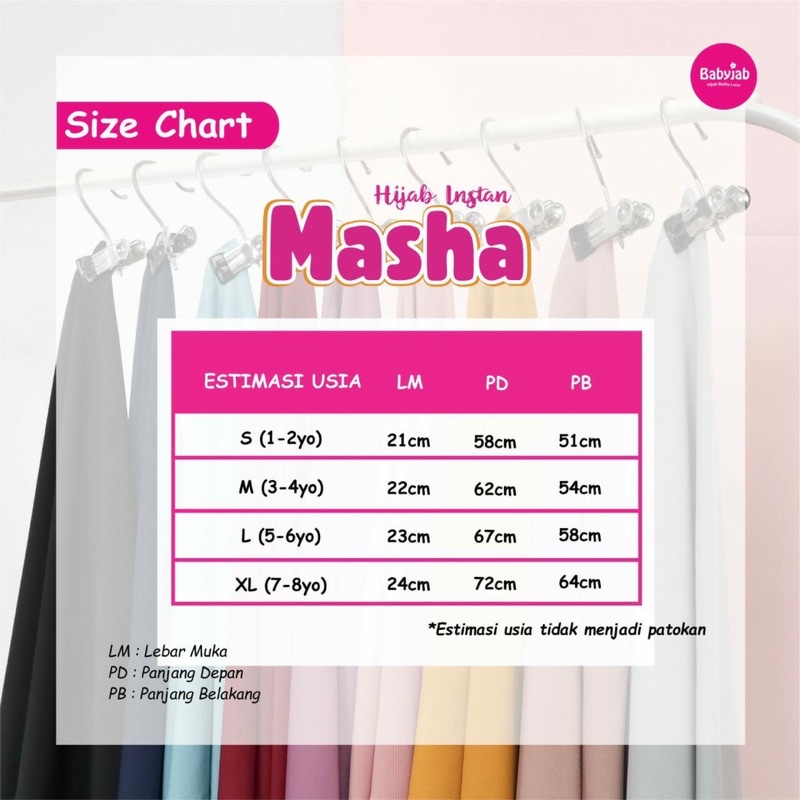 Babyjab Masha Hijab Anak Lucu Perempuan - Baby Jab Jilbab Cewek Usia 1 2 3 4 5 6 7 8 Tahun